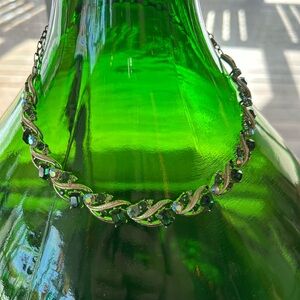 Vintage Coro necklace green rhinestone 1960’s